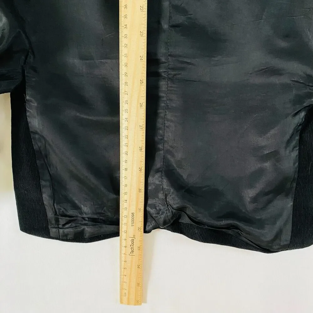 Mens Corduroy Sport Coat Sz 44L Black Cotton Blend 2 Button Blazer Jacket Turkey